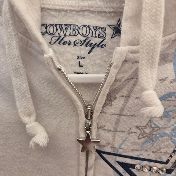 Dallas Cowboys Herstyle Baddazled White Hoodie - Large - Picture 7 of 7